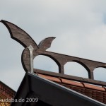 Der Kaiserbahnhof in Rathenow, erbaut 1913 im skandinavisch-norwegischen Stil, Detailansicht vom Dach