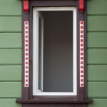 Der Kaiserbahnhof in Rathenow, erbaut 1913 im skandinavisch-norwegischen Stil, Detailansicht der Rückseite