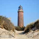 Der Leuchtturm Darßer Ort, Ansicht des Turmes vom Strand aus