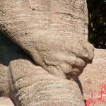 Gefallenen-Denkmal von Eberhard Encke von 1924 in der Baerwaldstrasse in Berlin-Kreuzberg, Detailansicht der Skulptur, Faust