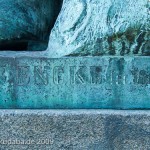 Jahndenkmal in der Hasenheide in Berlin-Neukölln von Erdmann Encke von 1869, Detailansicht der Standfigur