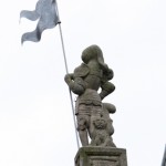 Rolandsbrunnen auf dem Marktplatz in Fritzlar, Renaissance, Detailansicht von der Rolandsfigur