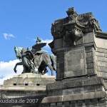 Das Reiterstandbild des Kaiser Wilhelm I. auf dem Deutschen Eck in Koblenz, Detailansicht