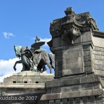 Das Reiterstandbild des Kaiser Wilhelm I. auf dem Deutschen Eck in Koblenz, Detailansicht