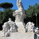 Goethe-Denkmal in Rom, Villa Borghese, von Gustav Eberlein entworfen und Valentino Casali ausgeführt, Enthüllung des Denkmals 1904, Gesamtansicht