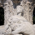 Goethe-Denkmal in Rom, Villa Borghese, von Gustav Eberlein entworfen und Valentino Casali ausgeführt, Enthüllung des Denkmals 1904, Ansicht der Skulpturengruppe Iphigenie und Orest