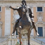 Reiterstandbild des Marc Aurel auf dem Kapitolsplatz in Rom, Ansicht des Reiterstandbildes