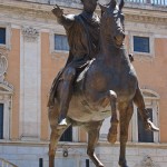 Reiterstandbild des Marc Aurel auf dem Kapitolsplatz in Rom, Ansicht des Reiterstandbildes