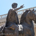 Reiterstandbild des Marc Aurel auf dem Kapitolsplatz in Rom, Detailansicht des Reiterstandbildes