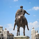 Reiterstandbild des Marc Aurel auf dem Kapitolsplatz in Rom, Ansicht des Reiterstandbildes