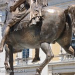 Reiterstandbild des Marc Aurel auf dem Kapitolsplatz in Rom, Detailansicht des Reiterstandbildes