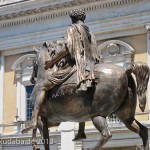 Reiterstandbild des Marc Aurel auf dem Kapitolsplatz in Rom, Detailansicht des Reiterstandbildes