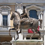 Reiterstandbild des Marc Aurel auf dem Kapitolsplatz in Rom, Ansicht des Reiterstandbildes