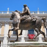 Reiterstandbild des Marc Aurel auf dem Kapitolsplatz in Rom, Ansicht des Reiterstandbildes