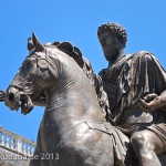 Reiterstandbild des Marc Aurel auf dem Kapitolsplatz in Rom, Detailansicht des Reiterstandbildes