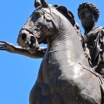 Reiterstandbild des Marc Aurel auf dem Kapitolsplatz in Rom, Detailansicht des Reiterstandbildes