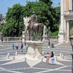 Reiterstandbild des Marc Aurel auf dem Kapitolsplatz in Rom, Fernaufnahme