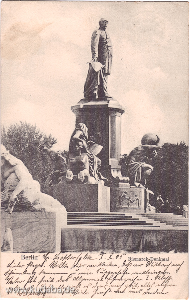 Historische Postkartenansicht vom Bismarck-Denkmal auf dem Standort vor dem Reichstagsgebäude in Berlin