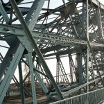 Die über die Elbe führende Brücke "Blaues Wunder" in Dresden (Loschwitzer Brücke) aus den Jahren 1891-1893 von C. Coepke und H. M. Krüger