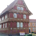 1612 fertiggestellte Alte Lateinschule in Alfeld an der Leine in Fachwerkbauweise mit einem umfangreichen Bildprogramm der Renaissance