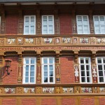 1612 fertiggestellte Alte Lateinschule in Alfeld an der Leine in Fachwerkbauweise mit einem umfangreichen Bildprogramm der Renaissance