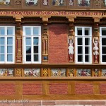 1612 fertiggestellte Alte Lateinschule in Alfeld an der Leine in Fachwerkbauweise mit einem umfangreichen Bildprogramm der Renaissance