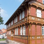 1612 fertiggestellte Alte Lateinschule in Alfeld an der Leine in Fachwerkbauweise mit einem umfangreichen Bildprogramm der Renaissance