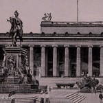 Historische Postkarte mit Ansicht des Alten Museums am Lustgarten in Berlin-Mitte auf der Spreeinsel (Museumsinsel), die als Feldpost 1917 von Berlin nach Bortfeld bei Braunschweig verschickt worden ist