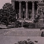 Historische Postkarte mit Ansicht des Alten Museums am Lustgarten in Berlin-Mitte auf der Spreeinsel (Museumsinsel), die als Feldpost 1917 von Berlin nach Bortfeld bei Braunschweig verschickt worden ist
