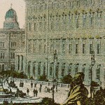 Ausschnitt aus einer historischen Postkarte mit der Ansicht der Südfassade des ehemaligen Berliner Stadtschlosses von Georg Stilke, Berlin, N.W.7. No 9.