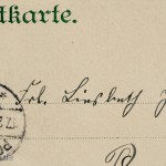 Historische Postkarte mit der Abbildung des ehemaligen Rolandbrunnens auf dem Kemperplatz, geschaffen 1902 von Otto Lessing, die am 16.02.1904 von Wilmersdorf nach Posen verschickt wurde.