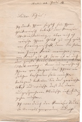 1867, 21. Juli, Brief Fr. Drake an H. Schies, Seite 1