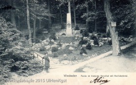 Postkarte: Kochdenkmal, Wiesbaden, gelaufen 1903, Vorderseite