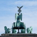 Die Quadriga auf dem Brandenburger Tor in Berlin-Mitte aus getriebenem und gegossenem Kupfer stammt von Johann Gottfried Schadow aus den Jahren 1790 - 1795 (1793)